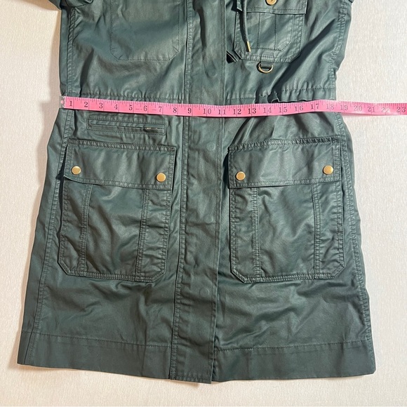 J Crew Downtown Long Utility Waxed Field Jacket w/ Hood in Green Corduroy, Small - Picture 6 of 10